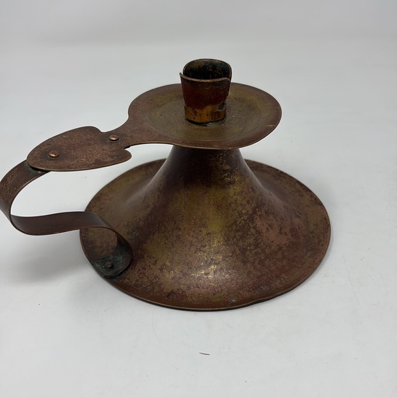ANTIQUE Copper Chamberstick Candle Holder - Picture 2 of 6